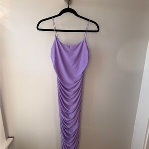 Lilac Ruched Slip Midi Dress